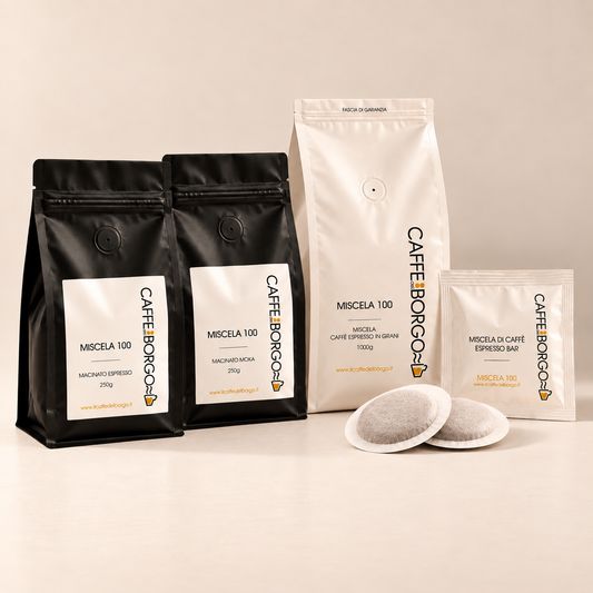 100 Arabica, espresso di sola arabica: confezione Caffè del Borgo